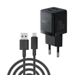 شارژر دیواری 20 وات دو پورت باسئوس Palm Fast Charger C+U + کابل تبدیل USB به USB-C ارلدام فست شارژ مدل EC-176C