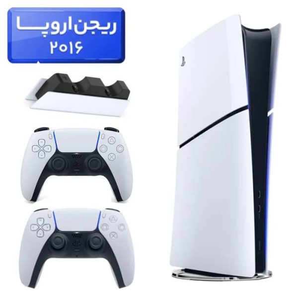 پلی استیشن 5 اسلیم ( PS5 Slim ) دیجیتال ریجن اروپا 2016 +دسته سفید+استند شارژ