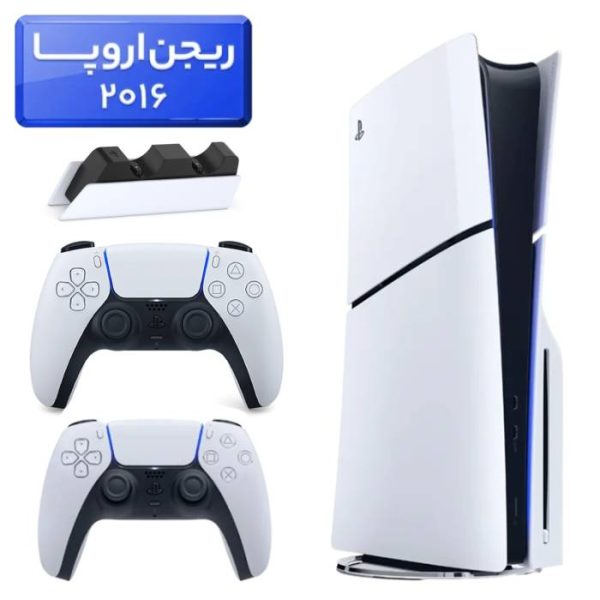 پلی استیشن 5 اسلیم ( PS5 Slim ) دیسک خور ریجن اروپا 2016 +دسته سفید+استند شارژ