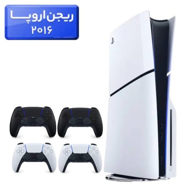 پلی استیشن 5 اسلیم ( PS5 Slim ) دیسک خور ریجن اروپا 2016 + دسته سفید + 2 دسته مشکی
