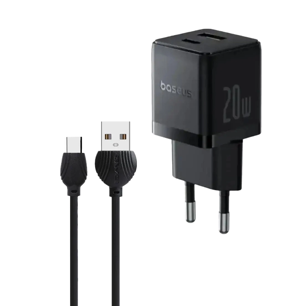 3-1-1 شارژر دیواری 20 وات دو پورت باسئوس Palm Fast Charger C+U + کابل تبدیل USB به USB-C اوی فست شارژ مدل CL-62 - تصویر 1