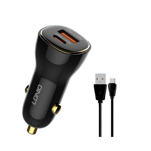 شارژر فندکی الدینیو مدل C103 به همراه کابل USB-C