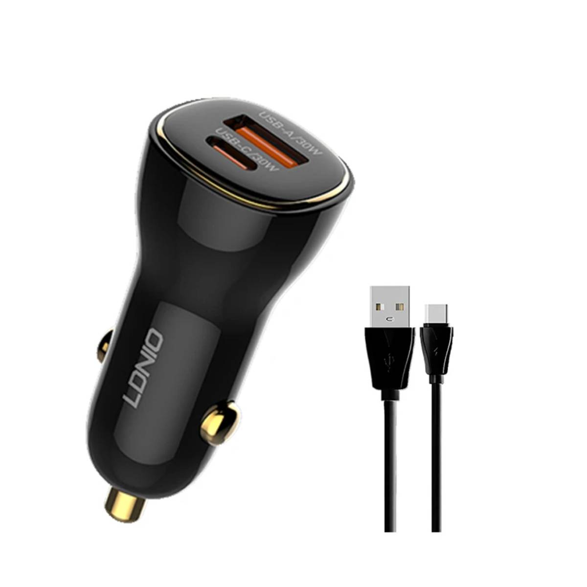 33-10-63-1 شارژر فندکی الدینیو مدل C103 به همراه کابل USB-C - تصویر 1