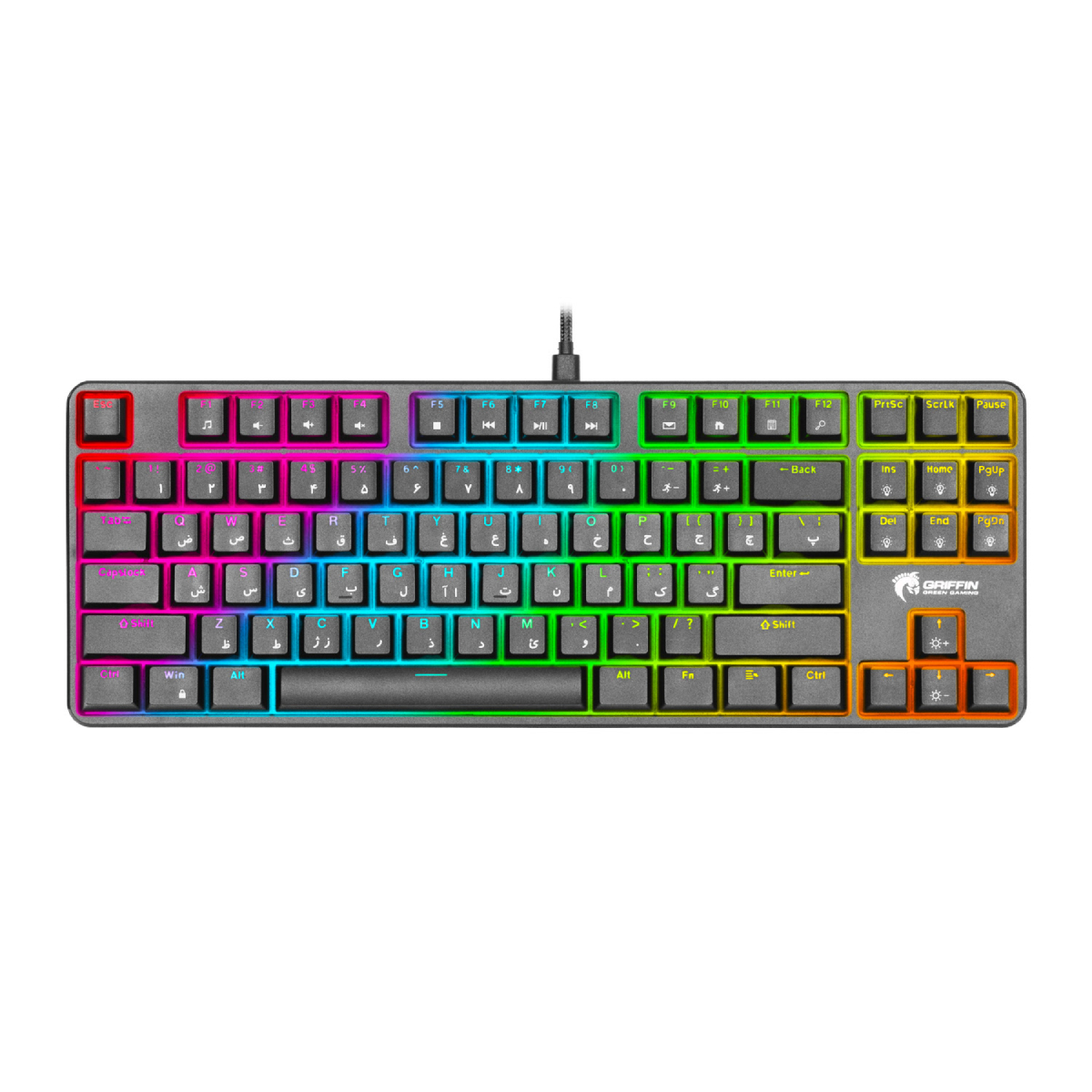 33-18-9-8 کیبورد باسیم گیمینگ گرین مدل GK801-RGB - تصویر 1