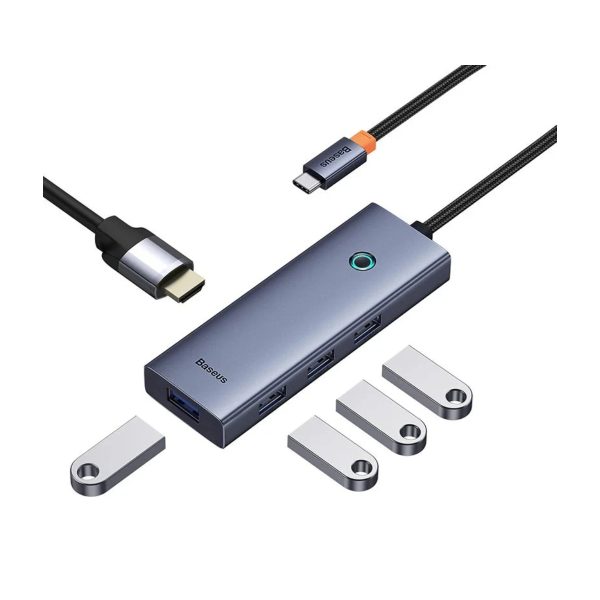 هاب 5 پورت USB-C بیسوس مدل UltraJoy Series HDMI-4K 30Hz Clarity BS-OH110