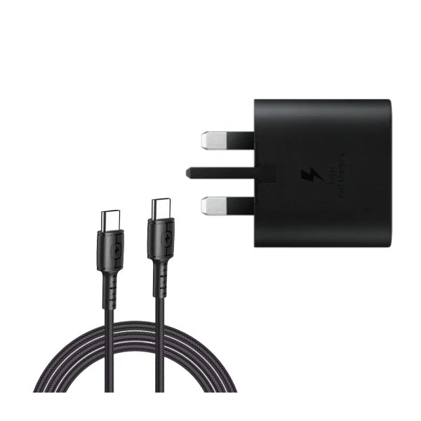 شارژر سامسونگ 25 واتی سه شاخه‌ای + کابل تبدیل اوی فست شارژ مدل CL-71T