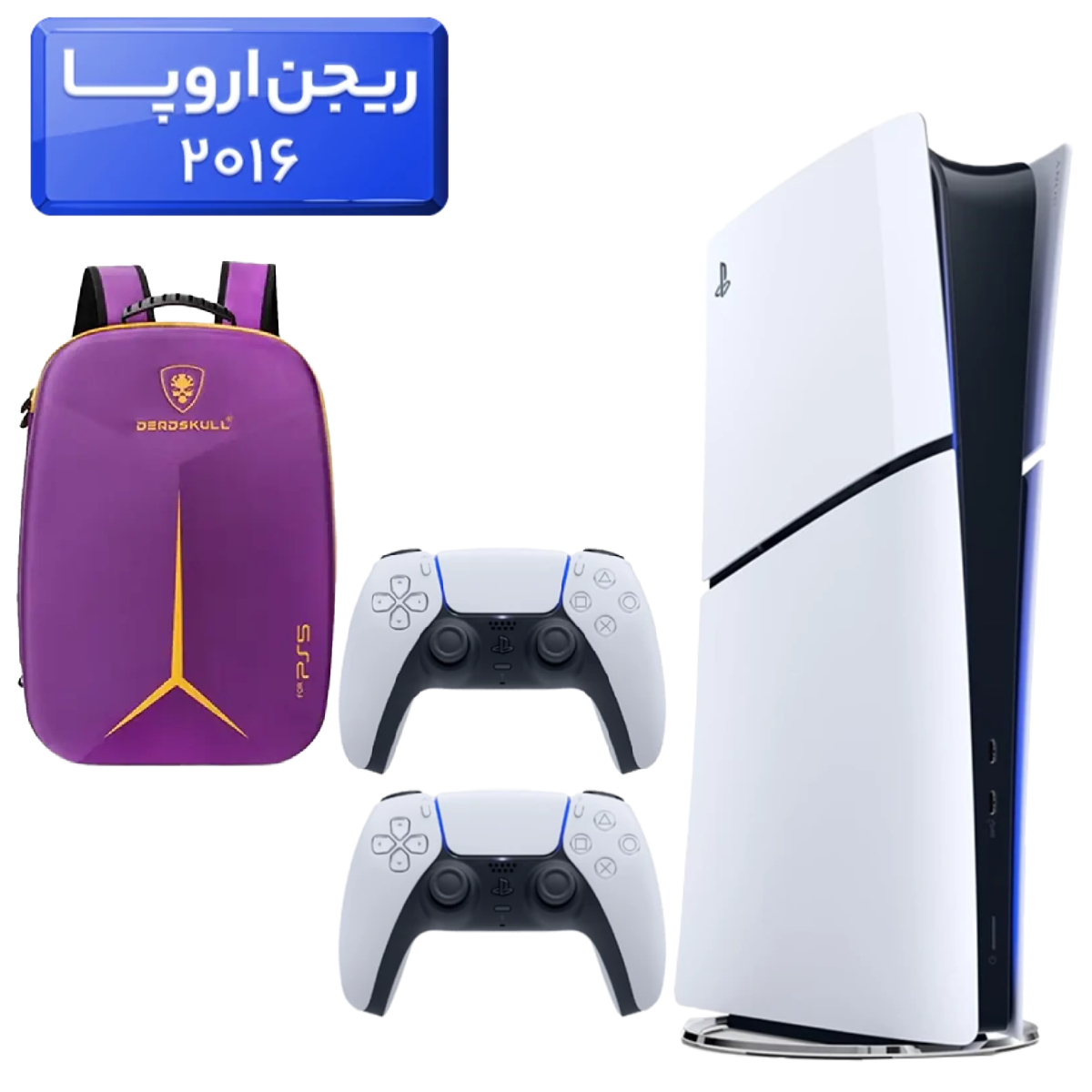 33-2025-10-25T153226.802 پلی استیشن 5 اسلیم ( PS5 Slim ) دیجیتال ریجن اروپا 2016 + کوله پشتی DeadSkull بنفش + دسته سفید - تصویر 1