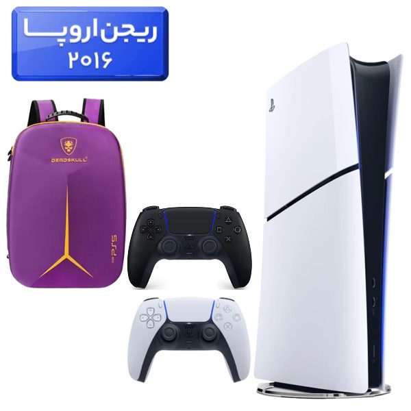 پلی استیشن 5 اسلیم ( PS5 Slim ) دیجیتال ریجن اروپا 2016 + کوله پشتی DeadSkull بنفش  + دسته مشکی