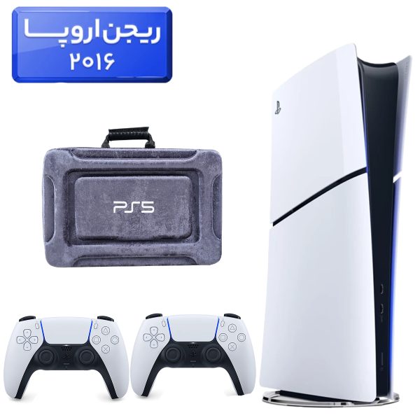 پلی استیشن 5 اسلیم ( PS5 Slim ) دیجیتال ریجن اروپا 2016 + کیف 3D NAKHL طوسی + دسته سفید