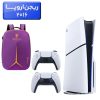 پلی استیشن 5 اسلیم ( PS5 Slim ) دیسک خور ریجن اروپا 2016 + کوله پشتی DeadSkull بنفش  + دسته سفید