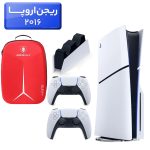 پلی استیشن 5 اسلیم ( PS5 Slim ) دیسک خور ریجن اروپا 2016 + کوله پشتی DeadSkull قرمز + دسته سفید + استند شارژ