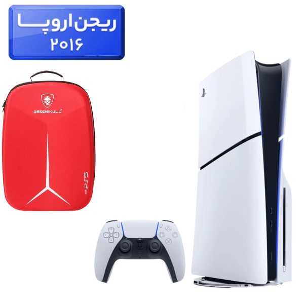 پلی استیشن 5 اسلیم ( PS5 Slim ) دیسک خور ریجن اروپا 2016 + کوله پشتی DeadSkull قرمز