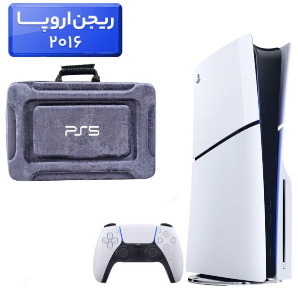 پلی استیشن 5 اسلیم ( PS5 Slim ) دیسک خور ریجن اروپا 2016 + کیف 3D NAKHL طوسی