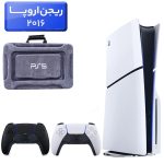پلی استیشن 5 اسلیم ( PS5 Slim ) دیسک خور ریجن اروپا 2016 + کیف 3D NAKHL طوسی + دسته مشکی