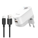 شارژر دیواری 36 وات دو پورت بودی مدل M8J030TE + کابل تبدیل USB به USB-C ارلدام فست شارژ مدل EC-183C