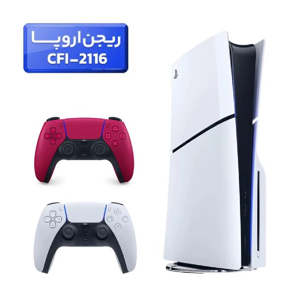 پلی استیشن 5 اسلیم ( PS5 Slim ) دیسک خور ریجن اروپا CFI-2116 + دسته قرمز