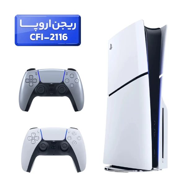پلی استیشن 5 اسلیم ( PS5 Slim ) دیسک خور ریجن اروپا CFI-2116 + دسته  نقره ای