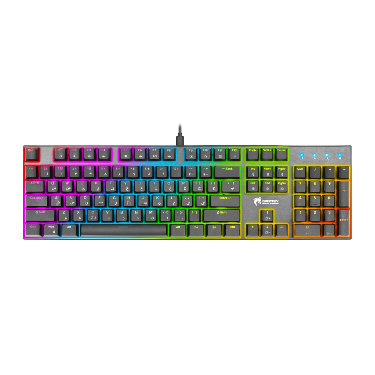 33-22-7-3 کیبورد باسیم گیمینگ گرین مدل GK802-RGB - تصویر 1