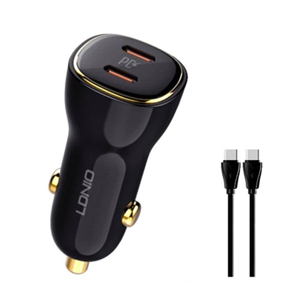 شارژر فندکی الدینیو مدل C104 به همراه کابل USB-C