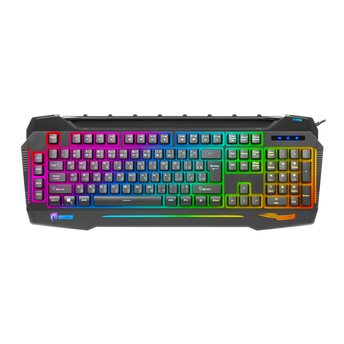 33-7-34-3 کیبورد باسیم گیمینگ گرین مدل GK702-RGB - تصویر 1