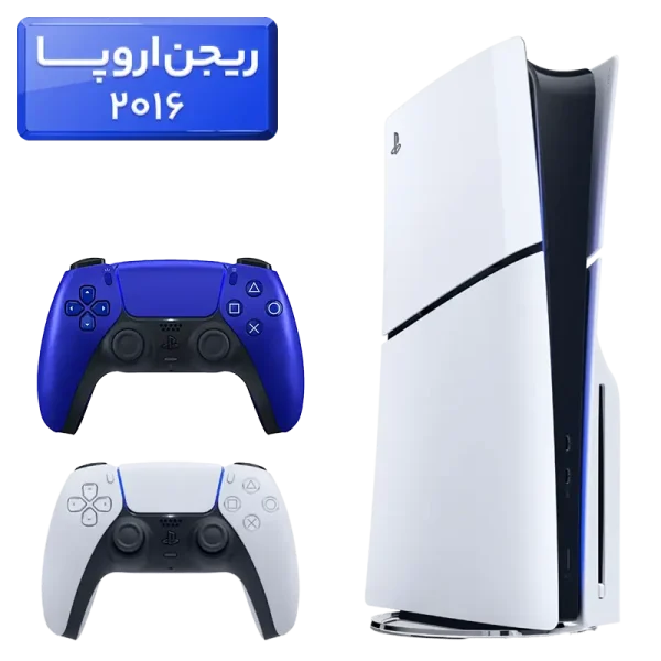 پلی استیشن 5 اسلیم ( PS5 Slim ) دیسک خور ریجن اروپا 2016 با یک دسته اضافه آبی متالیک