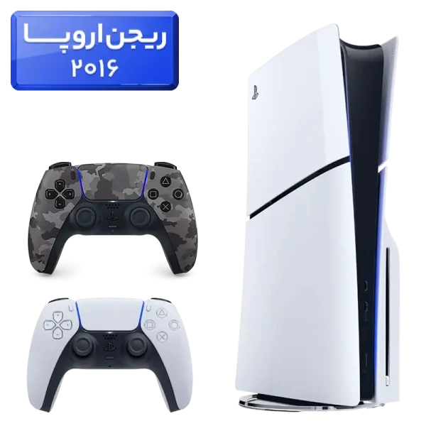 پلی استیشن 5 اسلیم ( PS5 Slim ) دیسک خور ریجن اروپا 2016 با یک دسته اضافه ارتشی