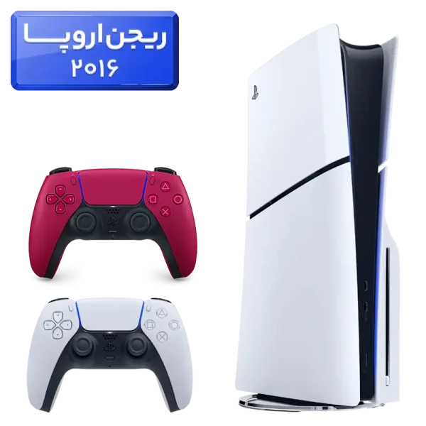 پلی استیشن 5 اسلیم ( PS5 Slim ) دیسک خور ریجن اروپا 2016 با یک دسته اضافه قرمز