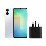 گوشی موبایل سامسونگ مدل Galaxy A06 حافظه 128 گیگابایت و رم 6 + شارژر سامسونگ 25 واتی مدل (سه شاخه‌ای)
