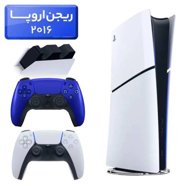 پلی استیشن 5 اسلیم ( PS5 Slim ) دیجیتال ریجن اروپا 2016 + دسته آبی+ استند شارژ