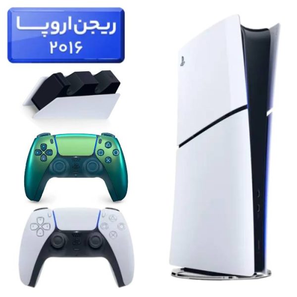 پلی استیشن 5 اسلیم ( PS5 Slim ) دیجیتال ریجن اروپا 2016 + دسته سبز + استند شارژ