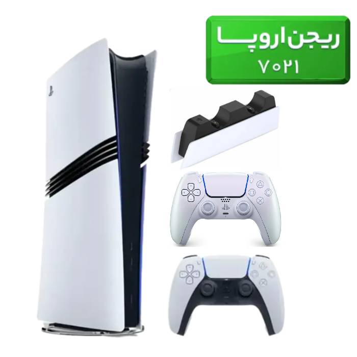 مرواریدی-استند پلی استیشن 5 پرو ( PS5 Pro ) ریجن اروپا 7021 + دسته سفید مرواریدی + استند شارژ - تصویر 1