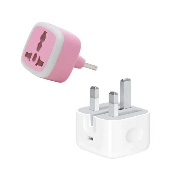 شارژر اپل 20 واتی مدل سه شاخه‌ + تبدیل برق 3 به 2 هادرون مدل A10-1 + کابل تبدیل USB-C به Lightening اپل