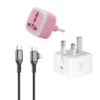 شارژر اپل 20 واتی مدل سه شاخه‌ + تبدیل برق 3 به 2 هادرون مدل A10-1 + کابل تبدیل USB-C و Lightning بودی مدل DC253TTL12B - تصویر 3